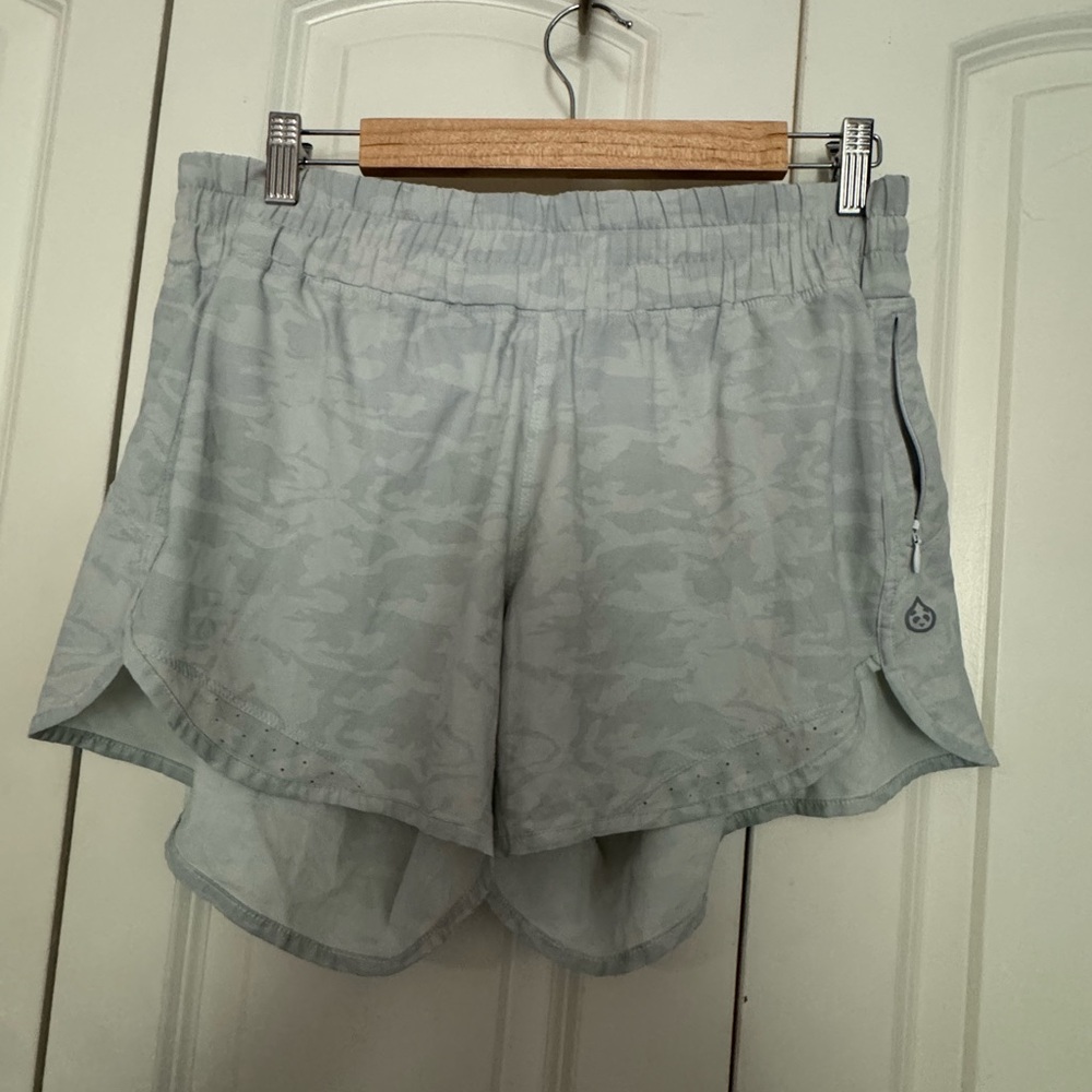 Women's Light Gray Athletic Running Shorts with Built-In Liner